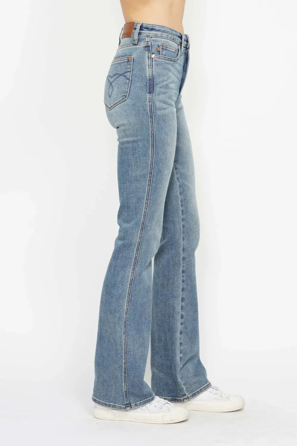 Judy Blue Full Size Tummy Control Back Embroidered Pocket Bootcut Women Jeans Plus Size