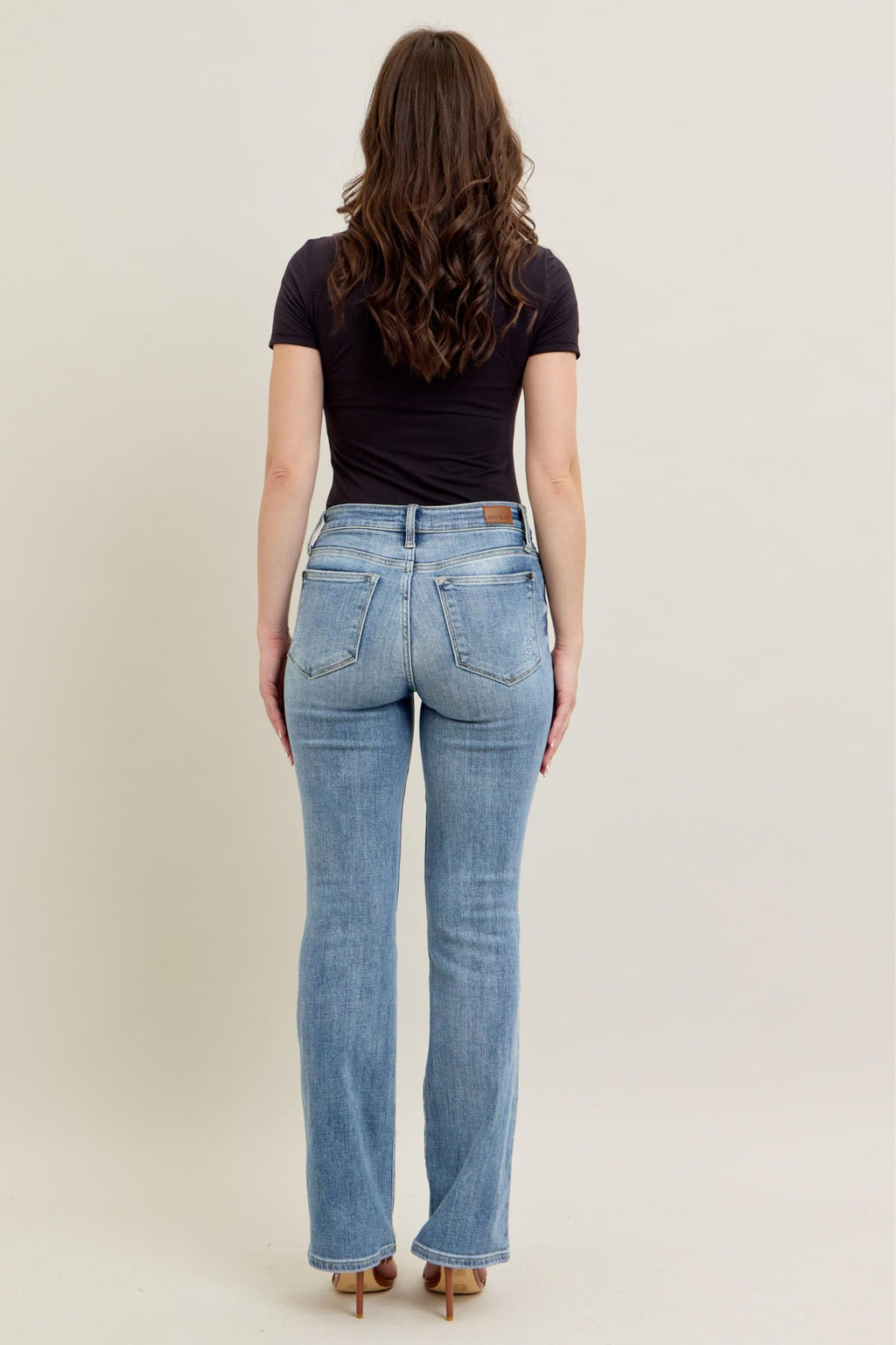 Judy Blue Mid Rise Core Light Wash Bootcut Jeans for Women – Stretch Denim, 32.5" Inseam