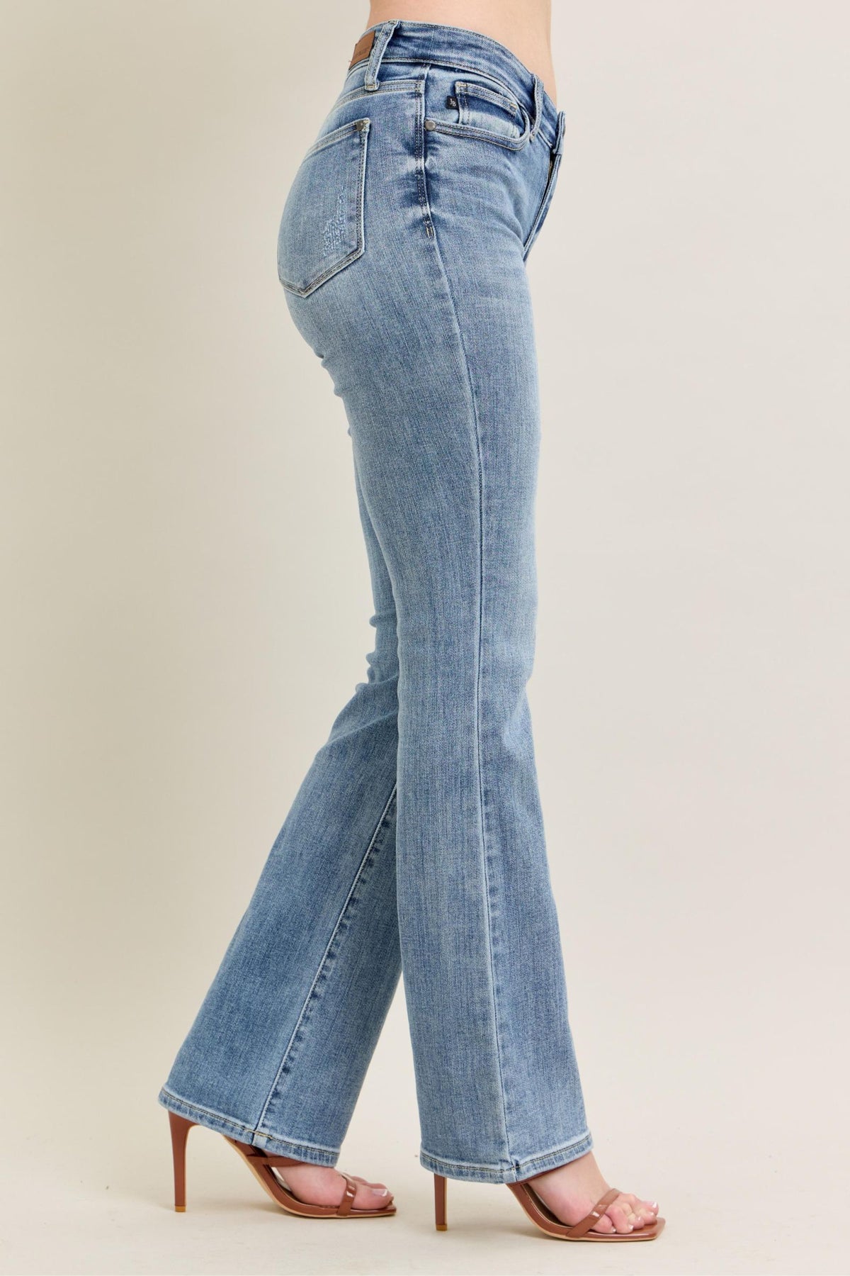 Judy Blue Mid Rise Core Light Wash Bootcut Jeans for Women – Stretch Denim, 32.5" Inseam