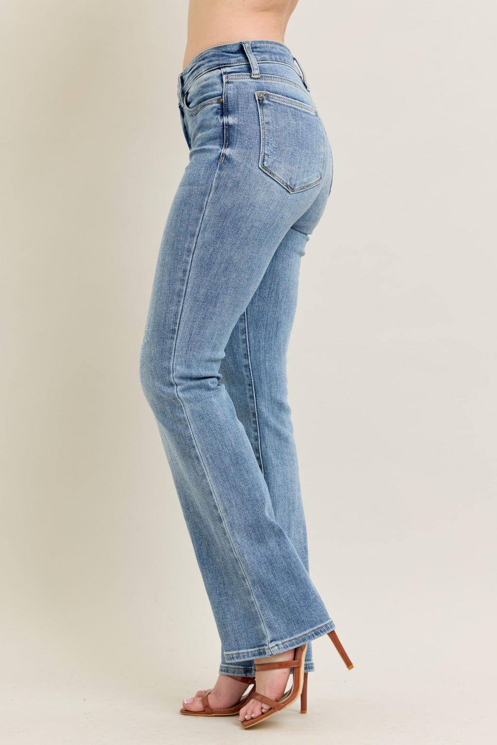 Judy Blue Mid Rise Core Light Wash Bootcut Jeans for Women – Stretch Denim, 32.5" Inseam