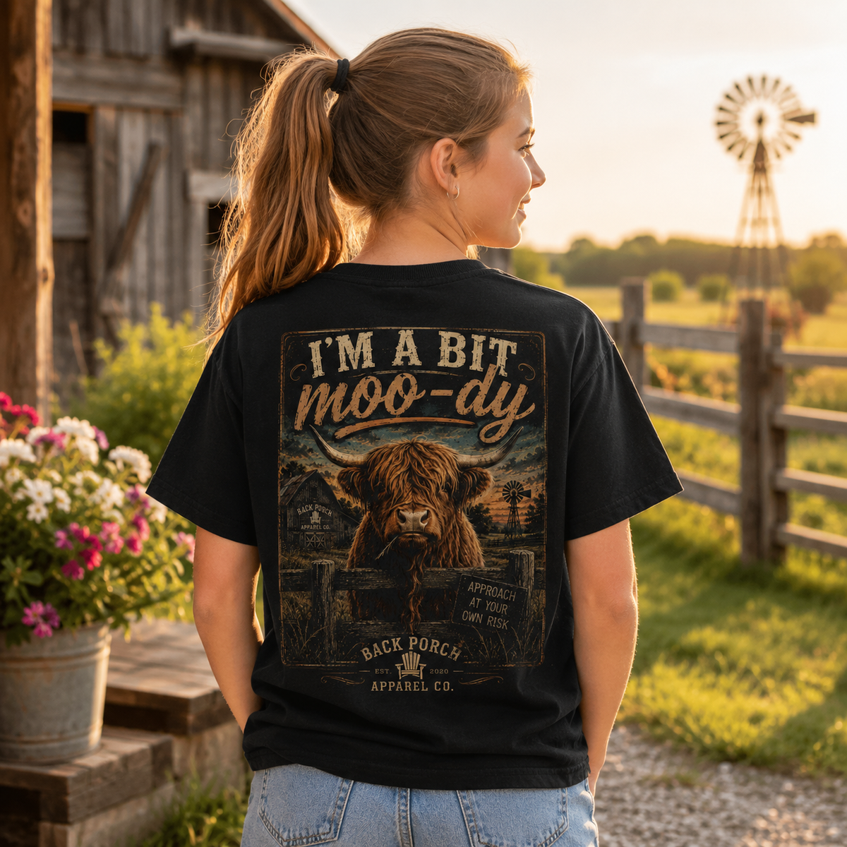 Youth Moody Highland Cow T-Shirt