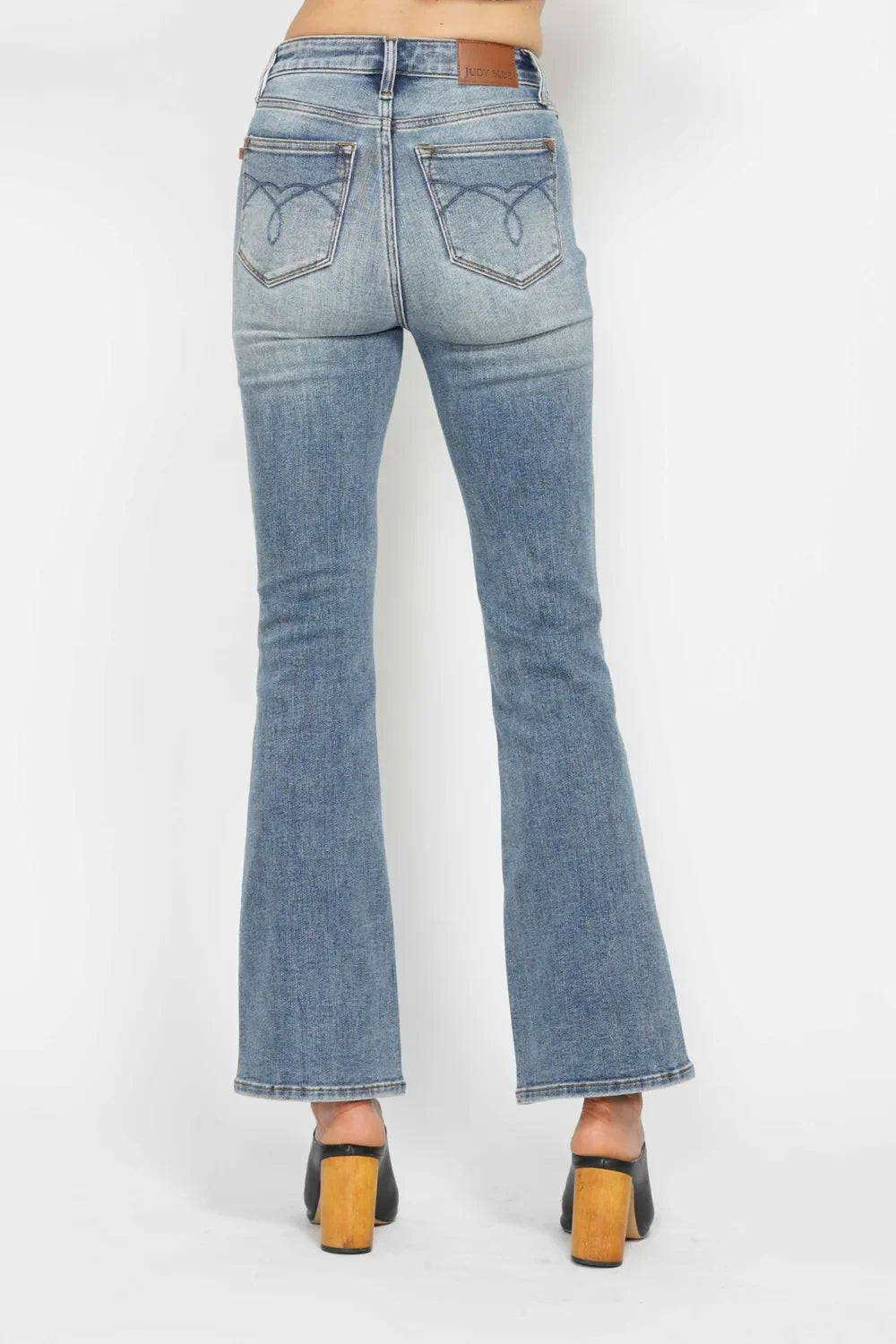 Judy Blue Full Size Tummy Control Back Embroidered Pocket Bootcut Women Jeans Plus Size